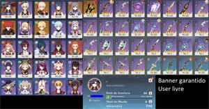 Conta com Kazuha + Mona + Keqing + Diluc + Espada aspera - Genshin Impact