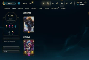 Ouro 4 com TODOS os champs e 171 Skins (MID / TOP / JG ) - League of Legends LOL