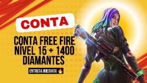 Conta free fire gemada com 1400 diamantes + nível 15 🔥🚀