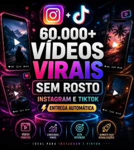 60.000+ VÍDEOS VIRAIS SEM ROSTO INSTAGRAM E TIKTOK - ENTREGA - Vídeos e Cortes Cortes Virais