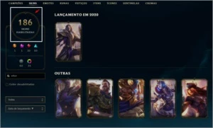 Todos Campeões, lv 375, 186 skins, 45k de EA e muito mais! - League of Legends LOL