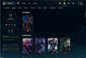 Conta bronze 4 com 76 Champs e 71 Skins (+ de 400 Jogos) - League of Legends LOL