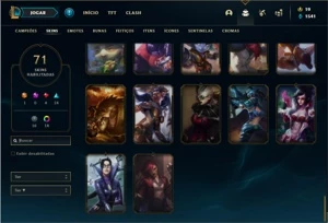 Conta bronze 4 com 76 Champs e 71 Skins (+ de 400 Jogos) - League of Legends LOL