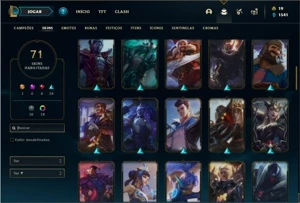 Conta bronze 4 com 76 Champs e 71 Skins (+ de 400 Jogos) - League of Legends LOL