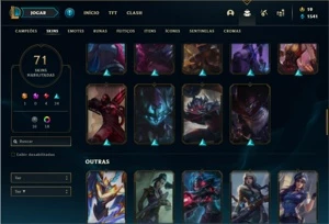 Conta bronze 4 com 76 Champs e 71 Skins (+ de 400 Jogos) - League of Legends LOL