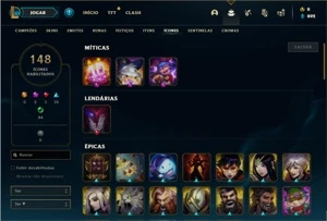 Conta prata 3 com TODOS os champs e 70 Skins - League of Legends LOL