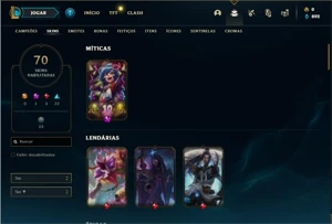 Conta prata 3 com TODOS os champs e 70 Skins - League of Legends LOL