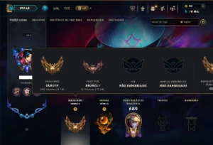 Ouro 4 com TODOS os Champs e 217 Skins ( ADC / MID )