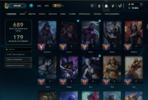 Ouro 4 com TODOS os Champs e 217 Skins ( ADC / MID ) - League of Legends LOL