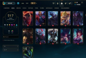 Ouro 4 com TODOS os Champs e 217 Skins ( ADC / MID ) - League of Legends LOL