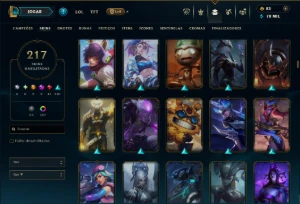 Ouro 4 com TODOS os Champs e 217 Skins ( ADC / MID ) - League of Legends LOL