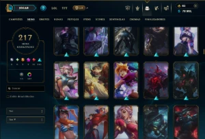 Ouro 4 com TODOS os Champs e 217 Skins ( ADC / MID ) - League of Legends LOL