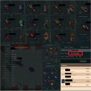 RP 245 - Varios Outfits e Mounts, 9,5kk, skill 122/104 - Tibia