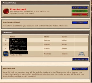 RP 61 - GARNERA (PVP) com voucher disponível e RK - Tibia