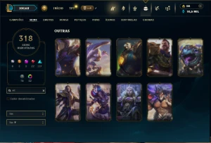 Esmeralda 4 com TODOS os champs e 318 Skins (ADC / JG / MID) - League of Legends LOL