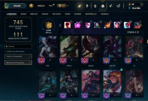 Esmeralda 4 com TODOS os champs e 318 Skins (ADC / JG / MID) - League of Legends LOL