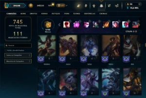 Esmeralda 4 com TODOS os champs e 318 Skins (ADC / JG / MID) - League of Legends LOL