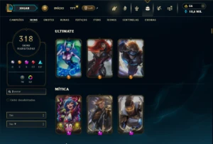 Esmeralda 4 com TODOS os champs e 318 Skins (ADC / JG / MID) - League of Legends LOL