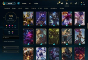 Conta Unranked com 140 Champs e 88 Skins ( MAIN SUPORTE ) - League of Legends LOL