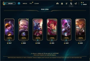 Conta platina 4 com 5 Skins e 22 Champs - League of Legends LOL