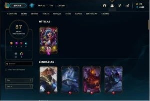 Conta prata 1 com 137 champs e 87 skins e 16 Maestrias 7 - League of Legends LOL