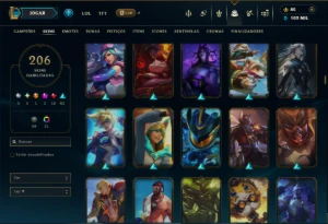 Unranked com TODOS os Champs e 203 Skins ( MID / JG / SUP ) - League of Legends LOL