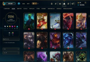 Unranked com TODOS os Champs e 203 Skins ( MID / JG / SUP ) - League of Legends LOL