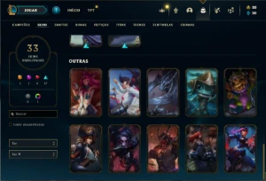 Conta Ferro 1 com 75 Champs e 33 Skins + 1 Prestigio - League of Legends LOL