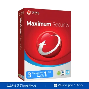 Trend Micro - Maximum Security 2023 - 3 Dispositivos 1 Ano - Softwares e Licenças