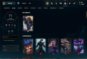 Conta bronze 3 com 82 Champs e 71 Skins - League of Legends LOL