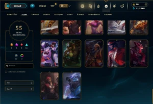 Unranked com 85 Champs e 55 Skins ( TOP / JG ) - League of Legends LOL