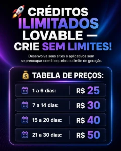 Lovable Créditos Infinitos 30 dias - Inteligência Artificial