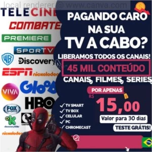 IPTV MAIS DE 45 MIL CONTEÚDO NA SUA SMARTV,CELULAR,TV BOX - Outros
