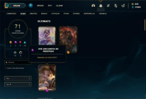 Conta unranked com 110 Champs e 71 Skin + 1 Prestigio da Zoe - League of Legends LOL
