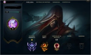 CONTA LVL 43 DIAMANTE 4. 90 VITORIAS. - League of Legends LOL