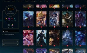 Conta de lol Gold 3 Solo Duo / Silver 3 Flex - 308 Skins. - League of Legends