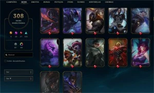 Conta de lol Gold 3 Solo Duo / Silver 3 Flex - 308 Skins. - League of Legends