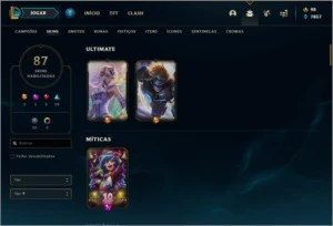 Conta prata 2 com 87 skins e 118 champs - League of Legends LOL