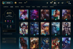 Esmeralda 4 com TODOS os champs e 402 Skins + 221 Cromas - League of Legends LOL