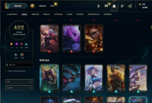 Esmeralda 4 com TODOS os champs e 402 Skins + 221 Cromas - League of Legends LOL