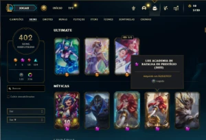 Esmeralda 4 com TODOS os champs e 402 Skins + 221 Cromas - League of Legends LOL