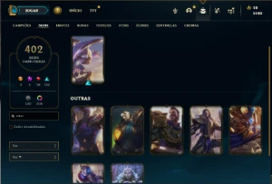 Esmeralda 4 com TODOS os champs e 402 Skins + 221 Cromas - League of Legends LOL