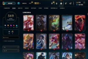 Prata 4 com TODOS os champs e 369 Skins ( Nivel 523 ) - League of Legends LOL