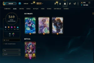 Prata 4 com TODOS os champs e 369 Skins ( Nivel 523 ) - League of Legends LOL