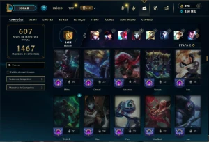 Prata 4 com TODOS os champs e 369 Skins ( Nivel 523 ) - League of Legends LOL