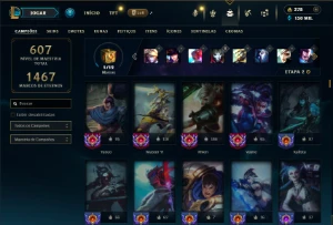 Prata 4 com TODOS os champs e 369 Skins ( Nivel 523 ) - League of Legends LOL