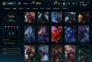 Prata 4 com TODOS os champs e 369 Skins ( Nivel 523 ) - League of Legends LOL