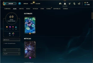 Conta prata 3 com 78 Champs e 69 Skins - League of Legends LOL