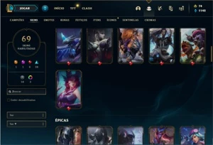 Conta prata 3 com 78 Champs e 69 Skins - League of Legends LOL