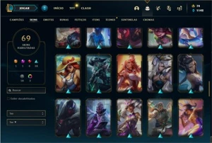 Conta prata 3 com 78 Champs e 69 Skins - League of Legends LOL